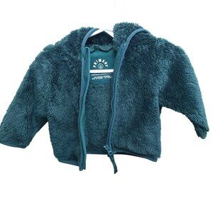 Primary Teal Green Fuzzy Shepra Zip up Jacket Size 0-6 Month